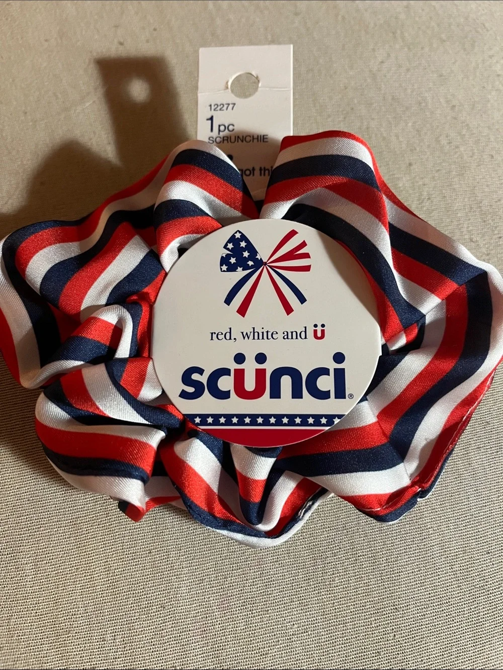 scunci Red White Navy Striped Patriotic Scrunchie